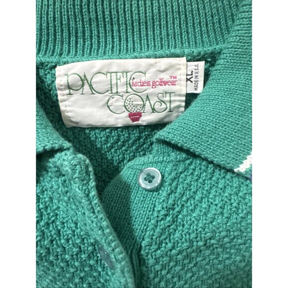 Pacific Coast Ladies Golfwear Green Short Sleeve Sweater Size XL USA - Picture 5 of 6